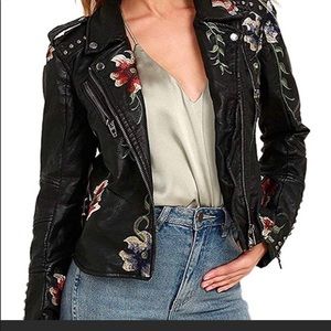 BLANKNYC Embroidered Vegan Leather Jacket Small